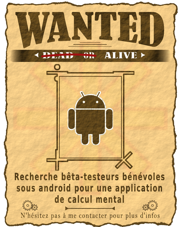 illustration reprenant le style des affiches de recherche de bandits. Pour illustrer la recherche de bêta-testeurs.
