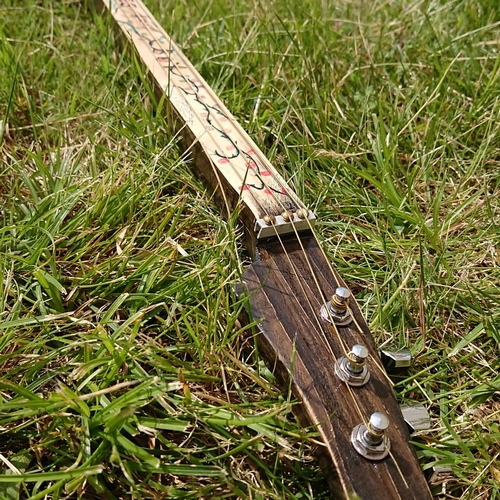 Une tête de cordophone, teintée.